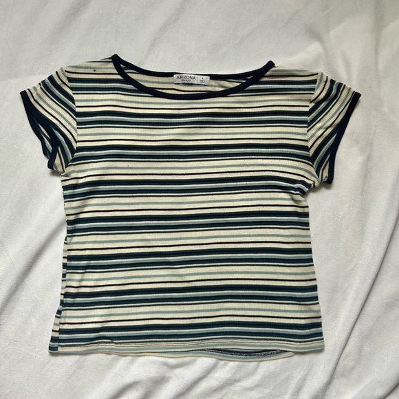 Arizona Jean Company Navy and Cream Striped Tee - Picture 1 of 5